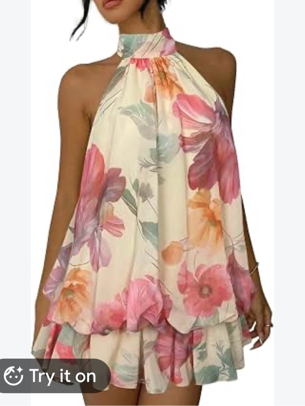 SHEIN Aloruh Elegant Halter Tie Mini Dress/Skort. high halter neckline. Size 3X